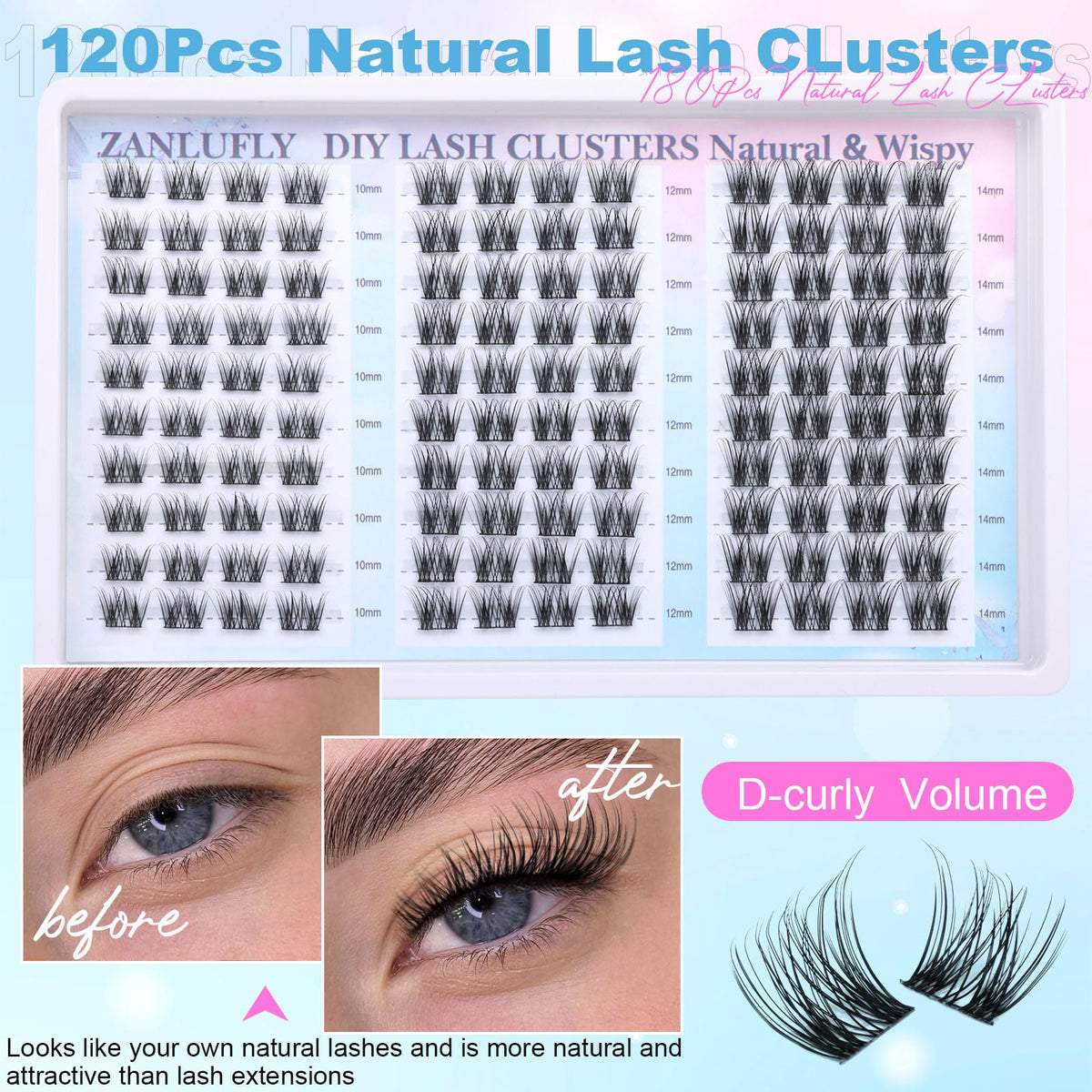 zanlufly application demo placing cluster lashes quickly for DIY convenience