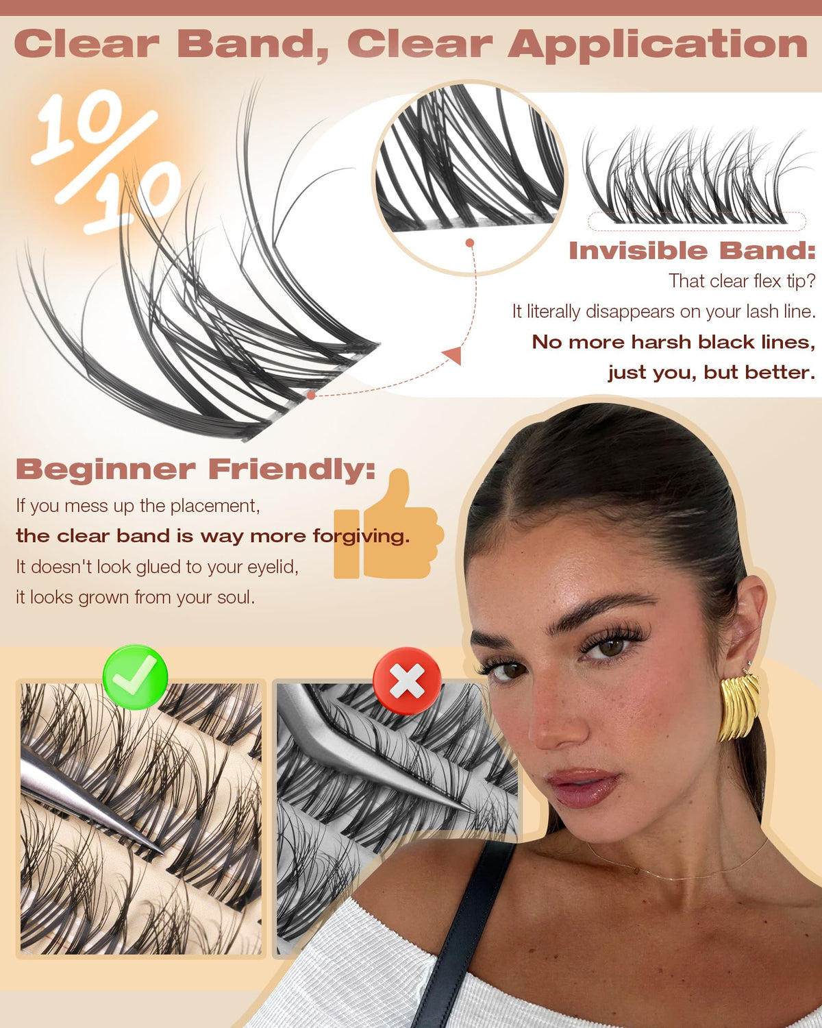 zanlufly applying a cluster lash demonstrating beginner-friendly placement