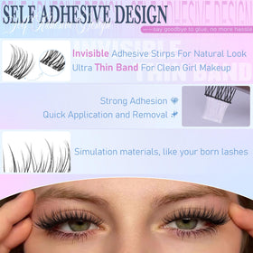 zanlufly hands applying cluster to lash line for easy no-glue application