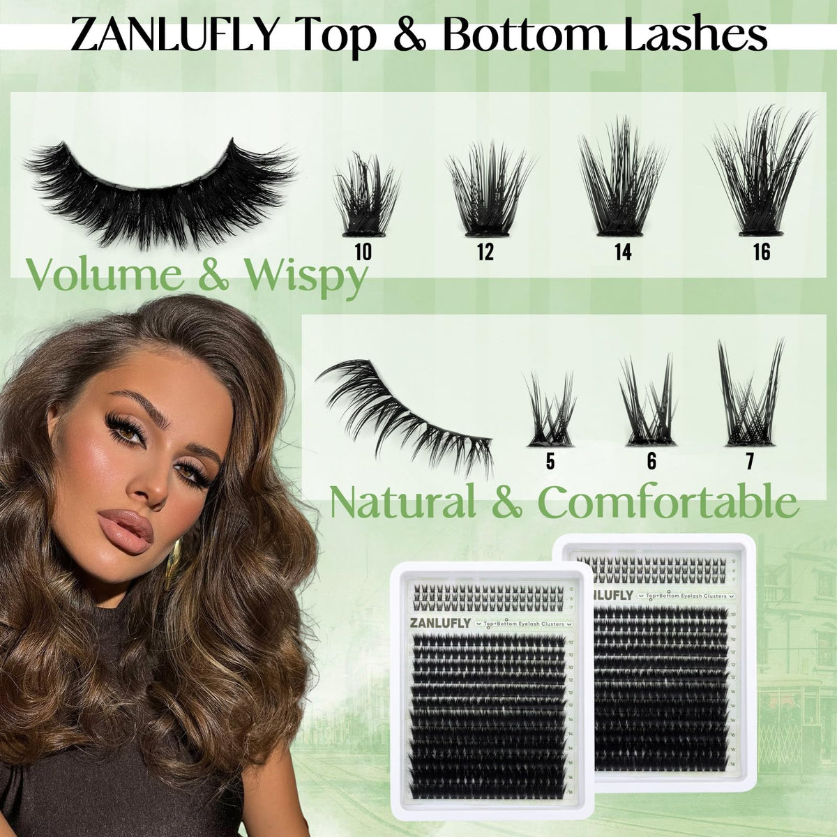 ZANLUFLY close-up of D-curl fibers highlighting soft texture and blend