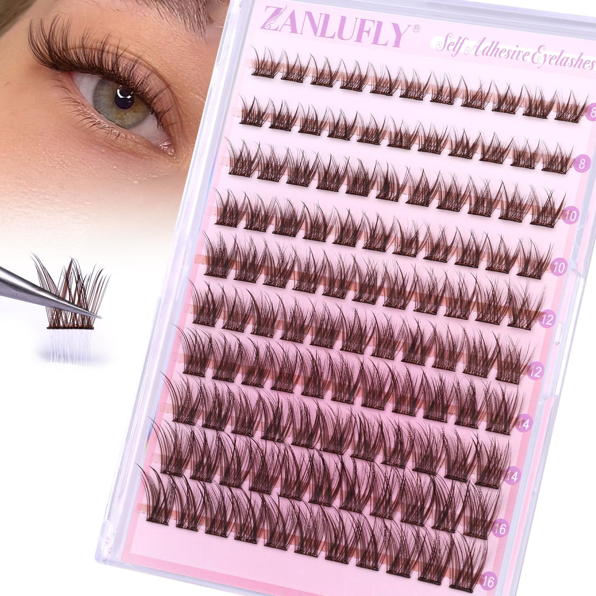 zanlufly front packaging showing brown pre-glued clusters and convenience