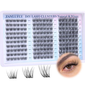 zanlufly front packaging showing 180pcs cluster lashes and easy DIY benefit