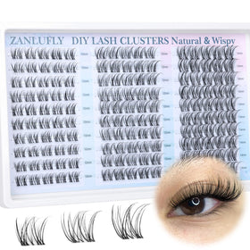 zanlufly front packaging showing 150-piece wispy clusters and easy DIY benefit