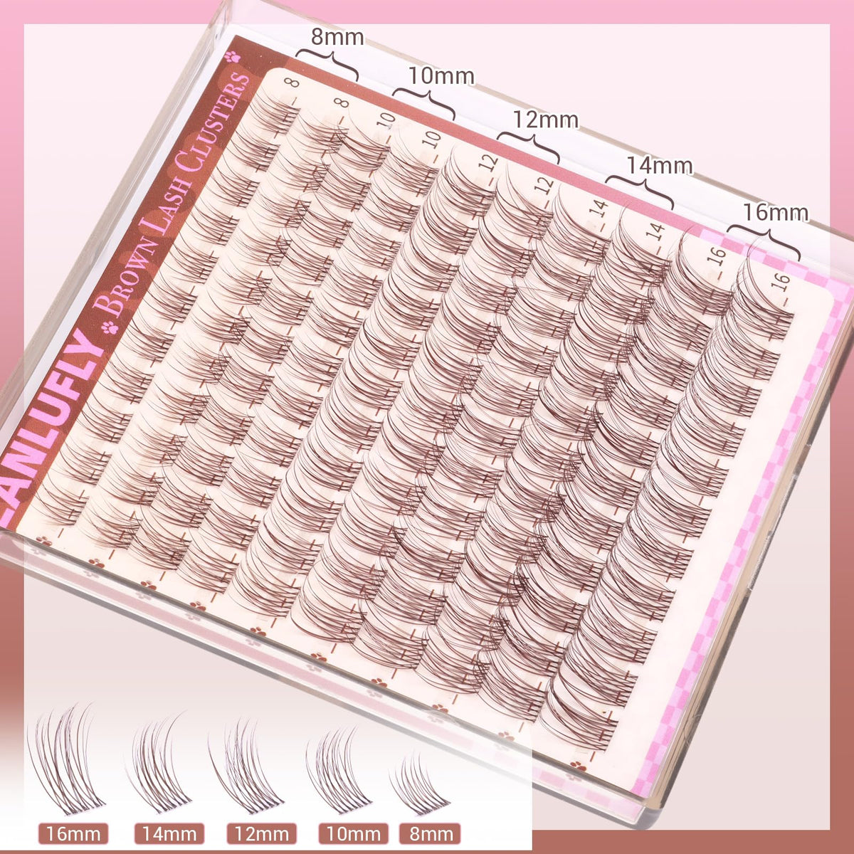 ZANLUFLY model wearing brown clusters for a subtle daytime eyelash boost