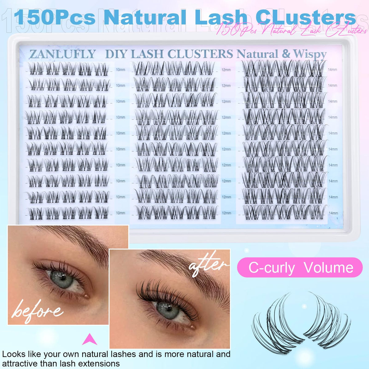 zanlufly length comparison display of 10mm 12mm 14mm to customize volume