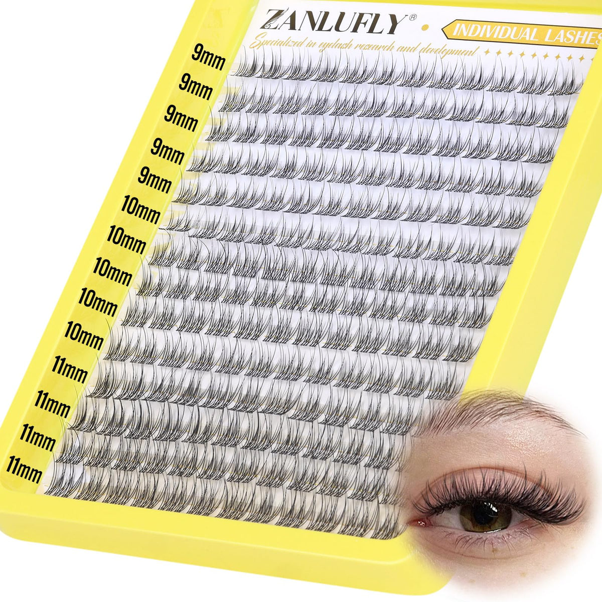 zanlufly model wearing cluster lashes in daytime look showing lifted natural volume
