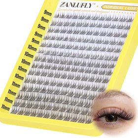 zanlufly model wearing cluster lashes in daytime look showing lifted natural volume