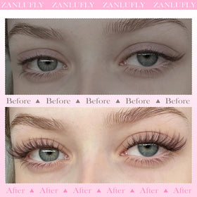 zanlufly worn on eye creating a wispy natural look and subtle enhancement