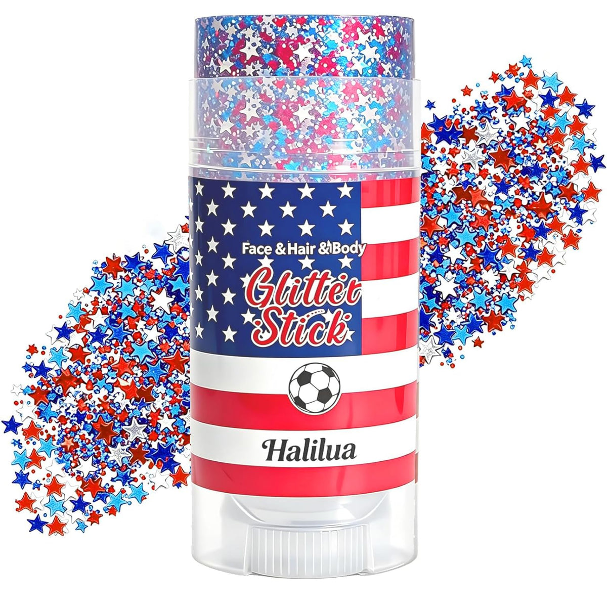 ZARICS front packaging showing patriotic glitter stick and benefits