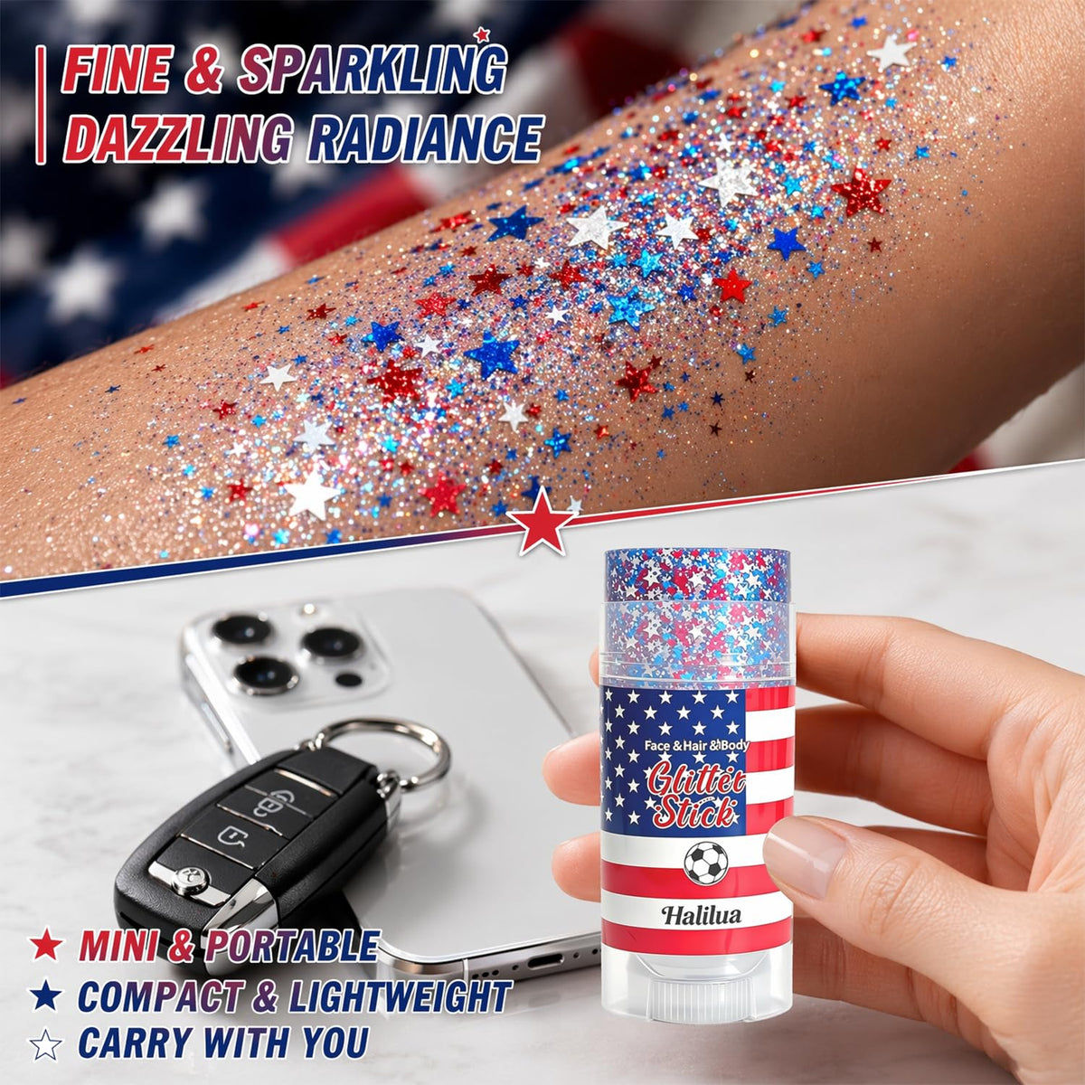ZARICS hairline glitter detail adding subtle patriotic shimmer