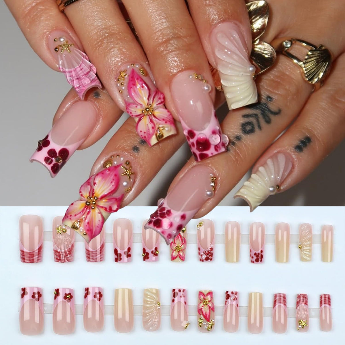 ZASKHLD model wearing nails at the beach showing instant manicure boost