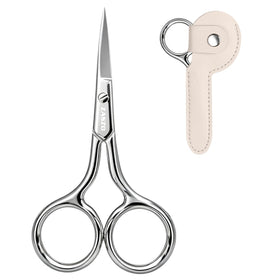 ZASZO front view of silver 3.8-inch scissors showing compact design and polished finish for precise grooming