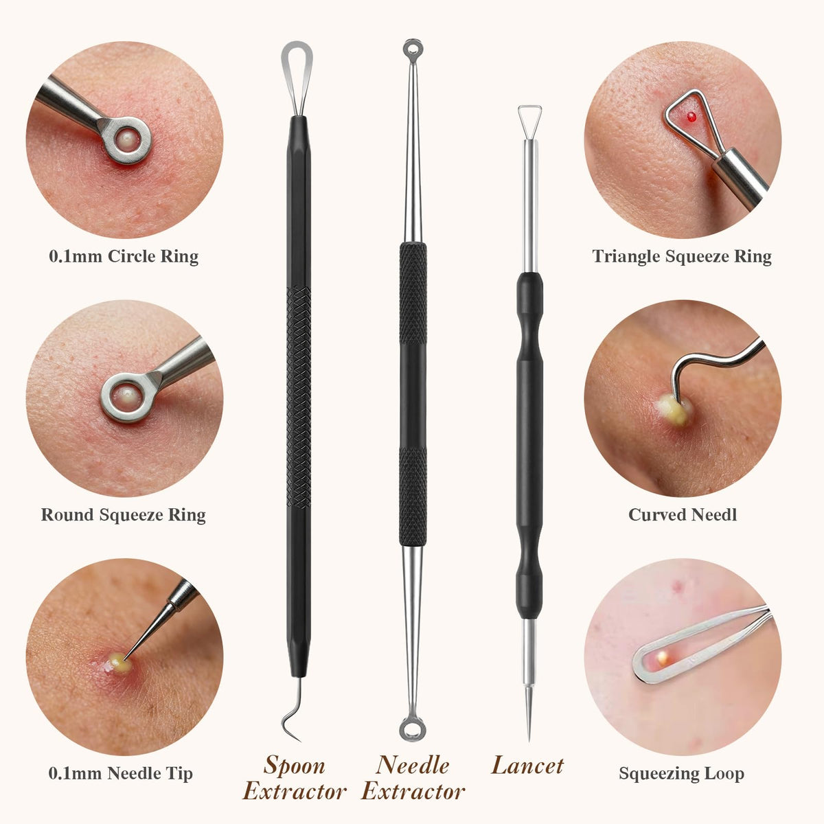 ZASZO tool gently positioned on skin to demonstrate careful extraction technique benefit