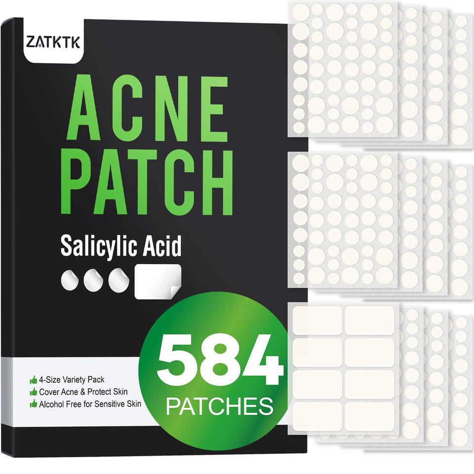 ZATKTK front packaging showing 584-count bulk value and patch sizes