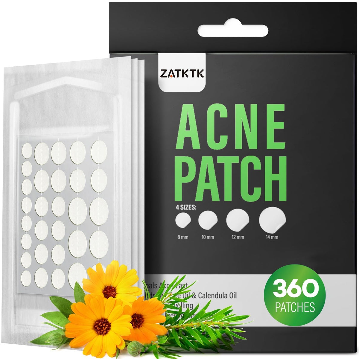 ZATKTK front packaging showing 360-count kit and sizes for quick refill