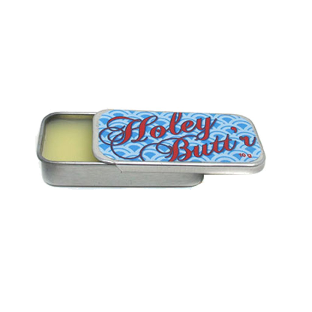 Zaya Body Jewelry Holey Butt’r tin front view showing label and compact size for easy carry
