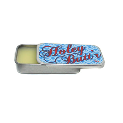 Zaya Body Jewelry Holey Butt’r tin front view showing label and compact size for easy carry