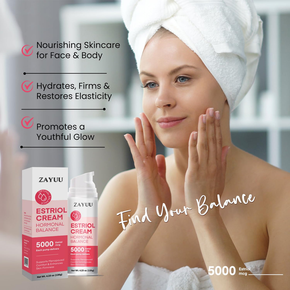 ZAYUU wild yam and red clover botanicals emphasizing plant-based ingredients
