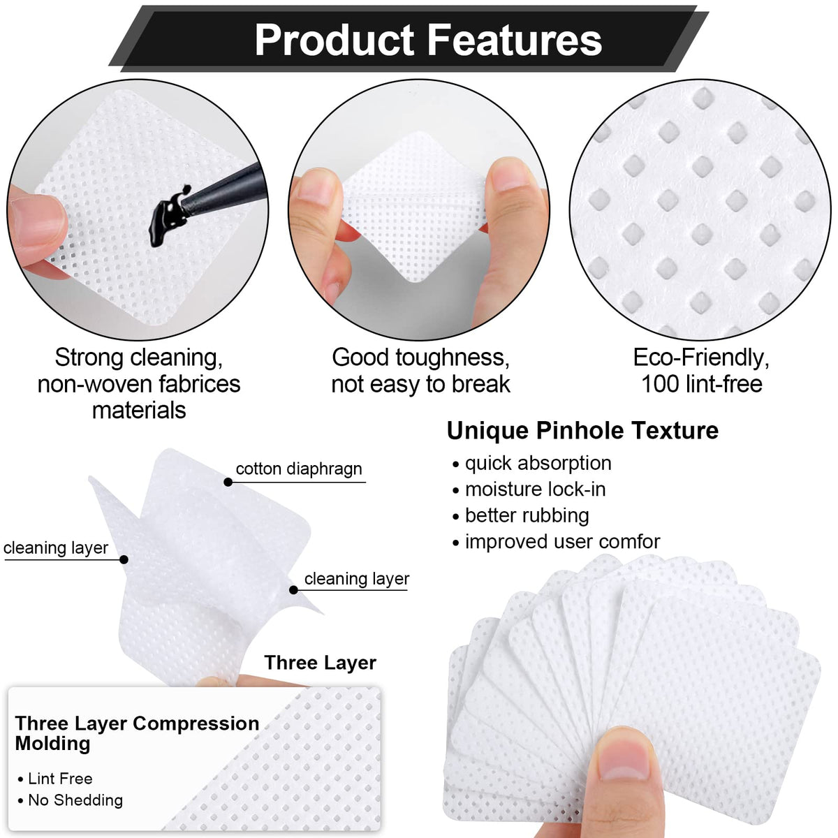 ZCDPFCBD wipe texture detail showing lint-free fibers for clean, residue-free results