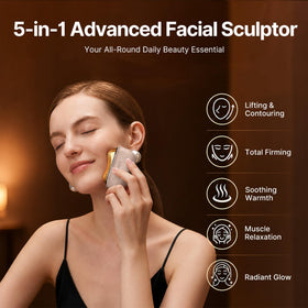 ZDEER GS5 held against jawline demonstrating sculpting motion and contour fit