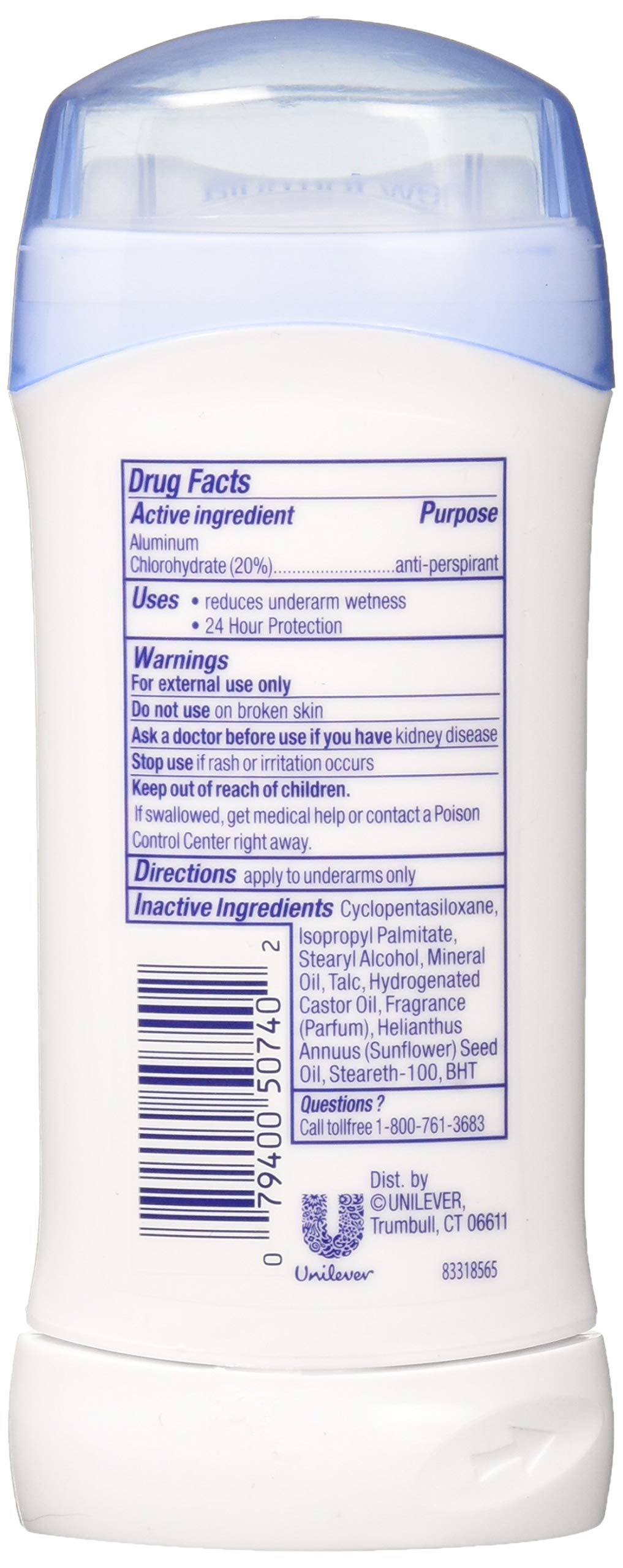 Unilever ZDove stick close-up on underarm demonstrating gentle application and reduced wetness