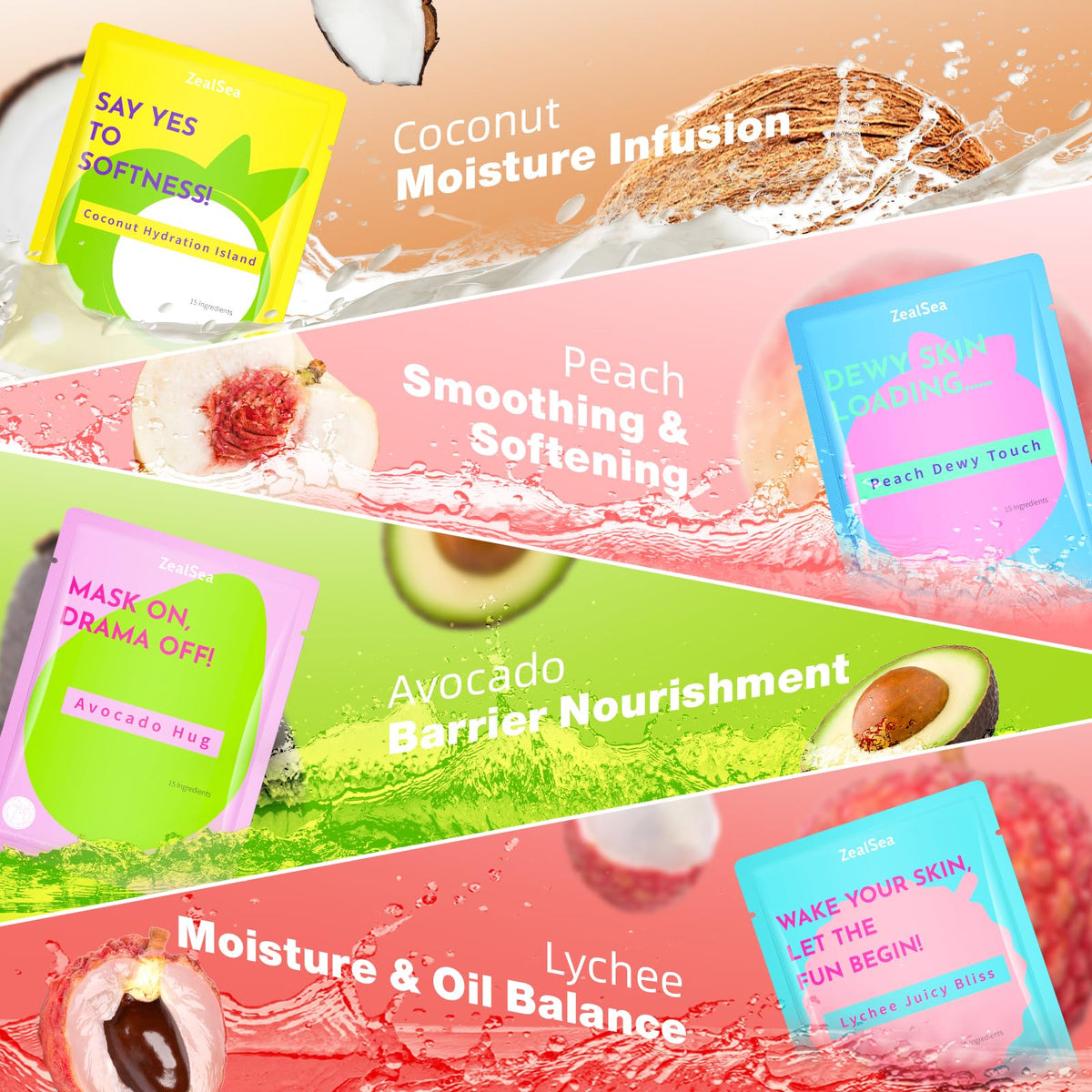 ZealSea kiwi and watermelon masks displayed showcasing energizing refresh