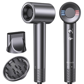 Zecoub front profile travel hair dryer showing compact design and fast drying benefit