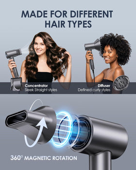 Zecoub in use blow drying long hair showing fast drying with reduced frizz benefit