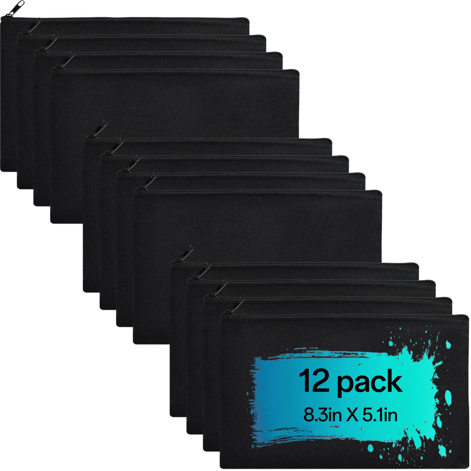 ZeeDix front view of black canvas pouch shows size and clean design benefit