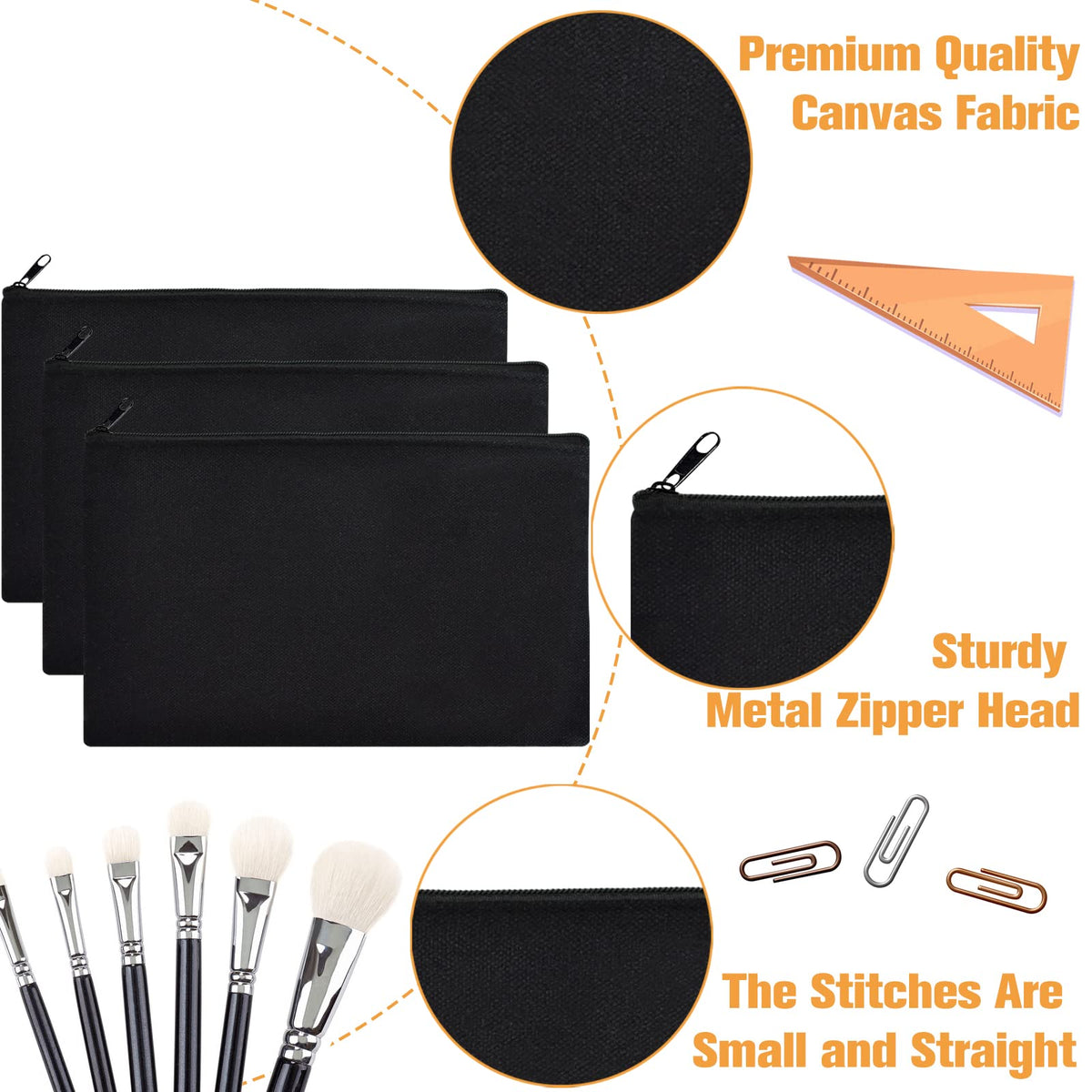ZeeDix inside view opened pouch showing space for cosmetics and chargers