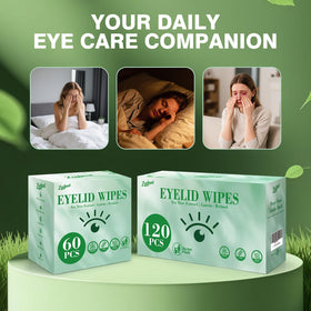 Zeefpod wipe being used bedside to soothe tired eyes after screen time