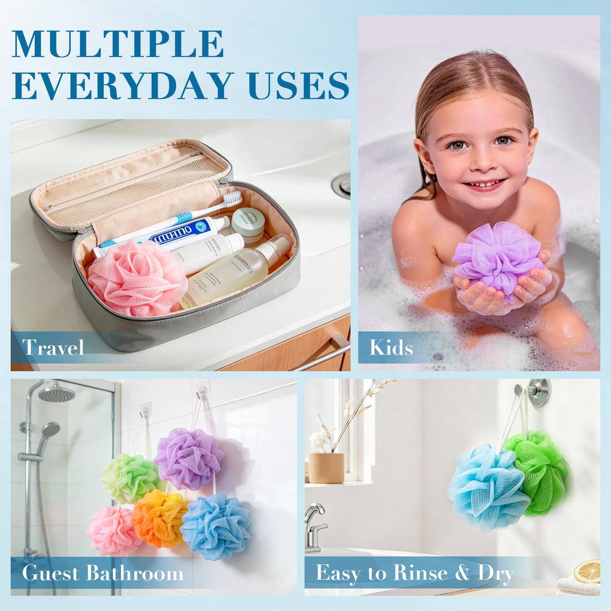 Zeefpod loofah next to hand for scale demonstrating compact portability
