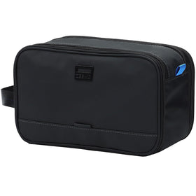 ZEEMO front view showing compact black toiletry bag and easy-grab handle benefit