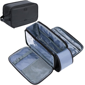 ZEEMO front view of black dopp kit showing compact storage and quick grab benefit