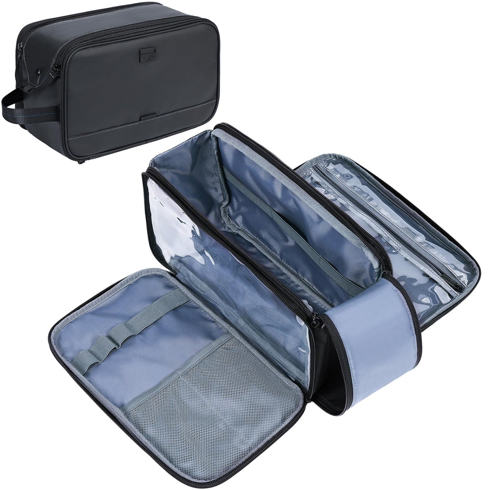 ZEEMO front view of black dopp kit showing compact storage and quick grab benefit