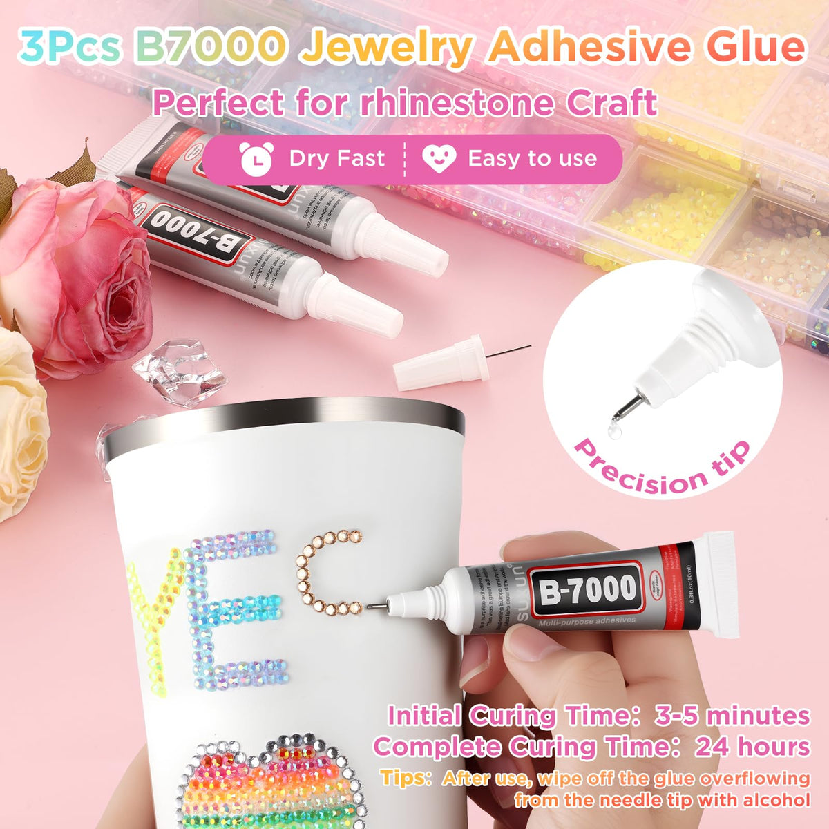 Zefy tweezers and pickup pen set for accurate gem placement and ease
