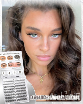 Zegaine applied fox eye lashes on model for lifted outer corners