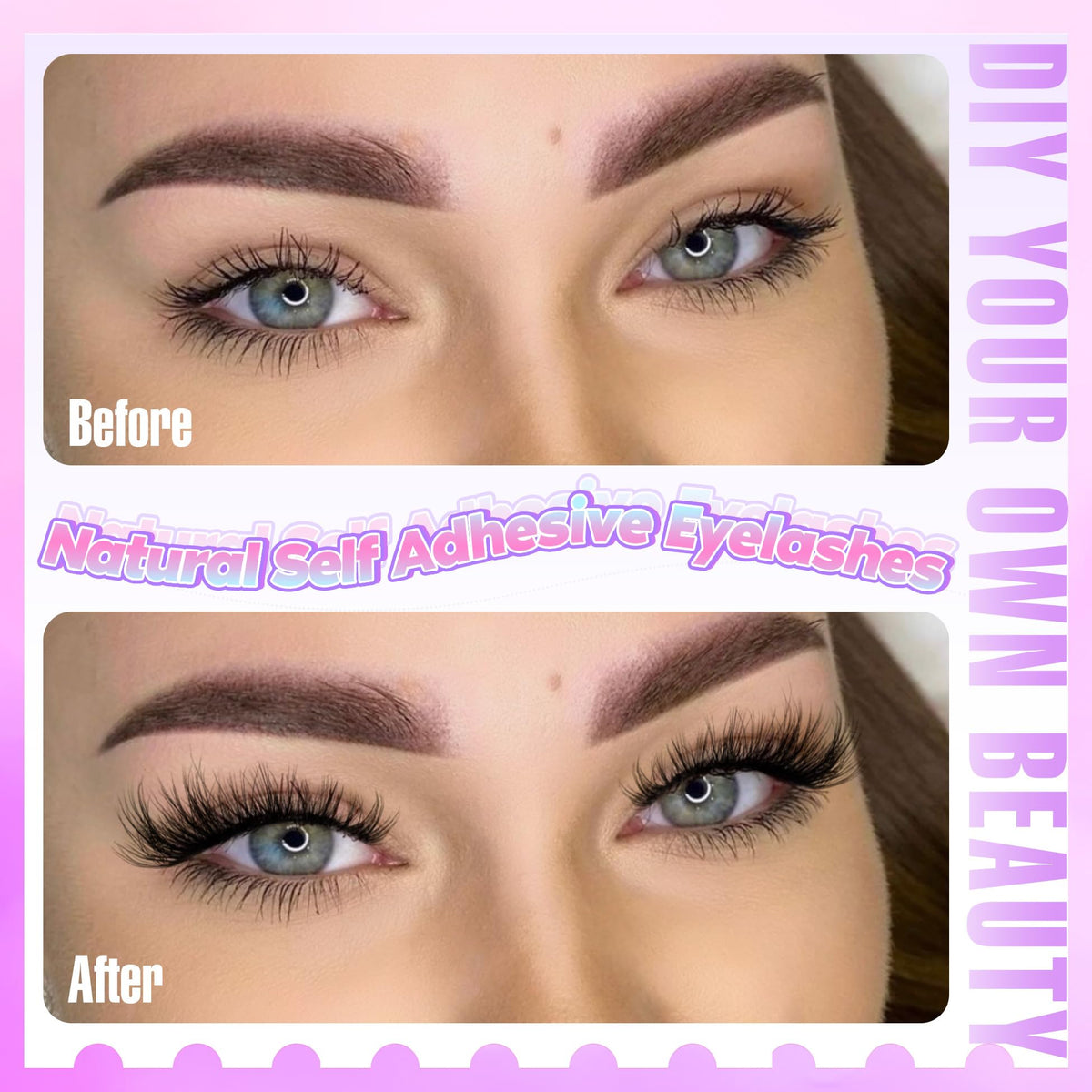 Zegaine before and after eye comparison revealing natural volume improvement