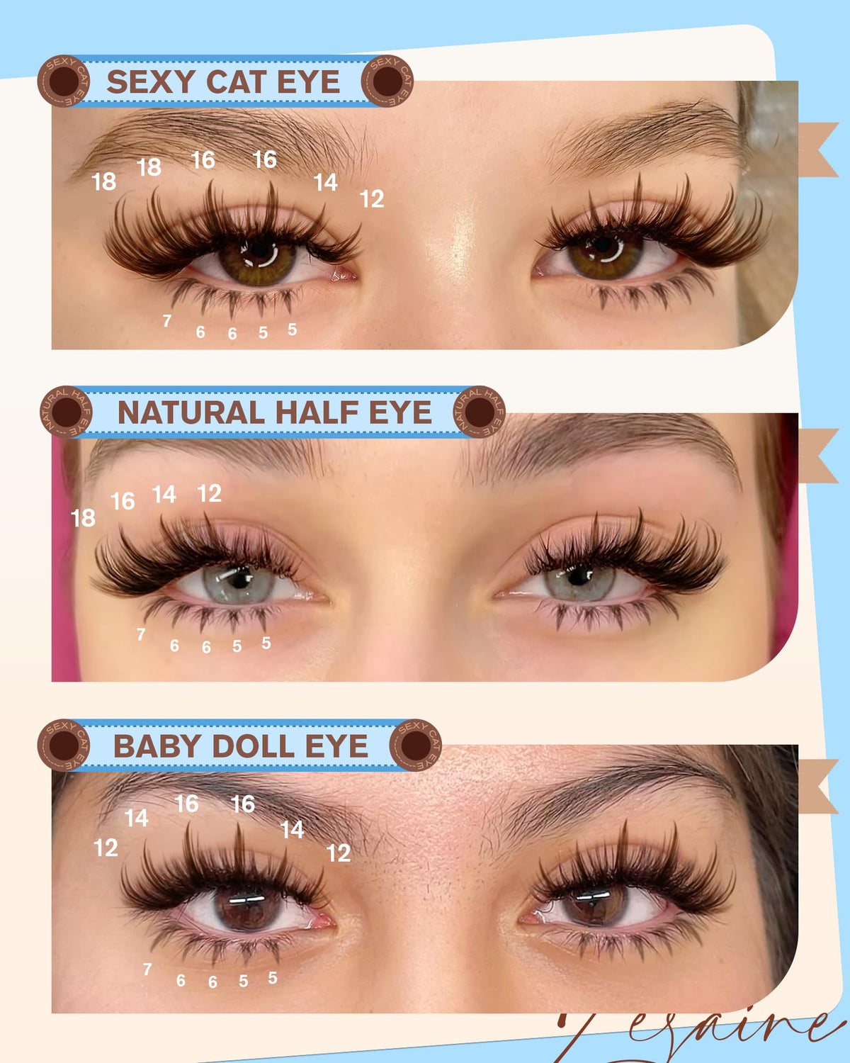Zegaine bottom cluster close view showing short 5–7mm size for delicate lower lash definition