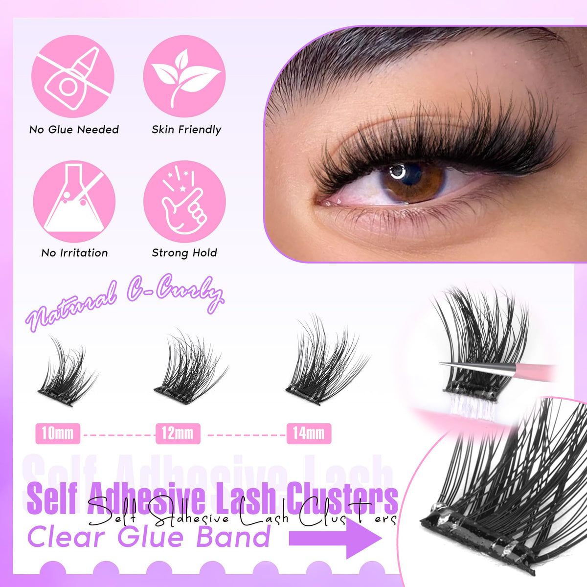 Zegaine clear adhesive band close-up highlighting glue-free convenience