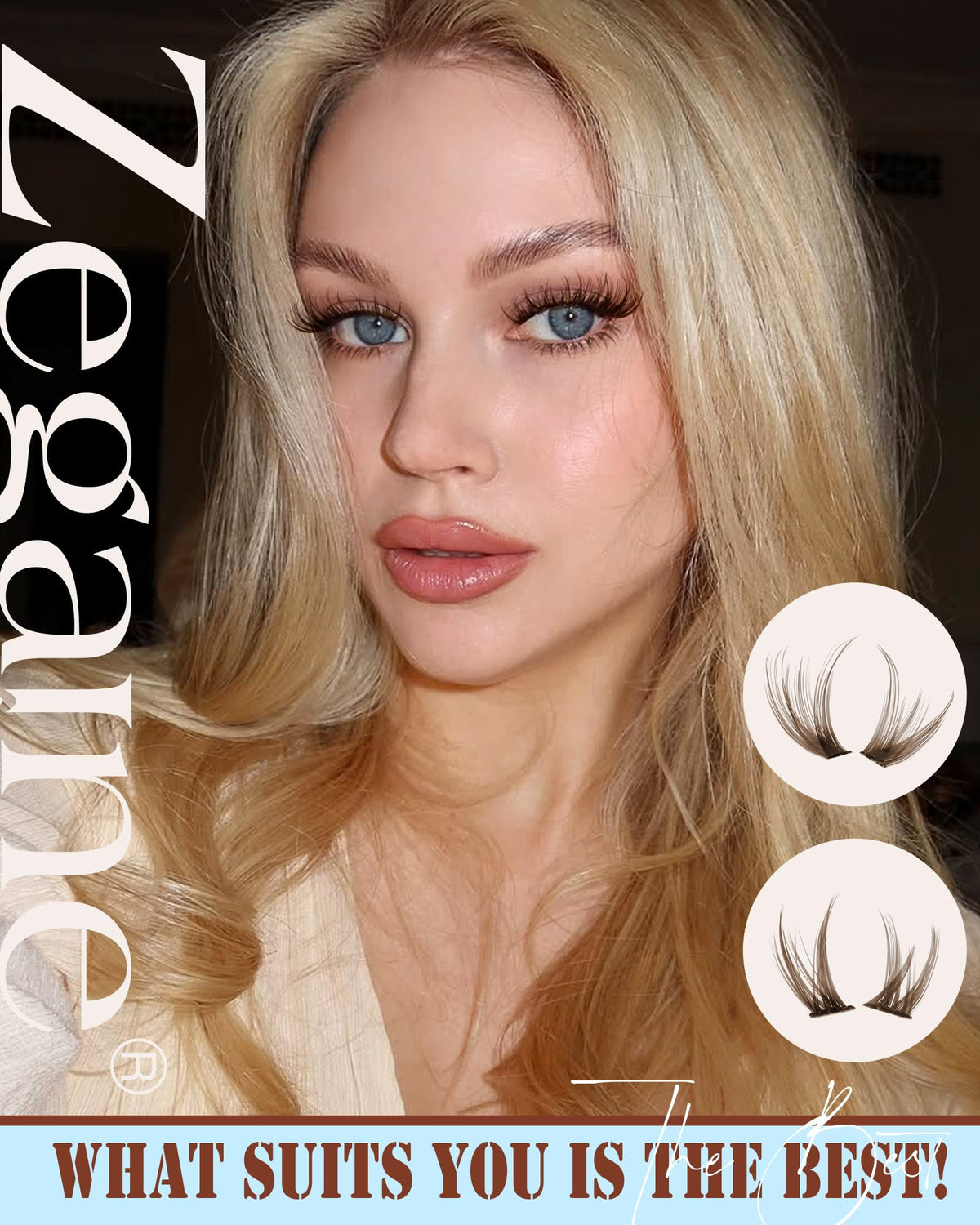 Zegaine close-up of lash cluster tips highlighting fine fibers and seamless blending