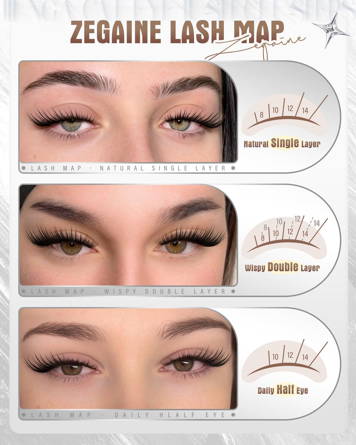 Zegaine close-up of LC-curly lash texture for natural volume