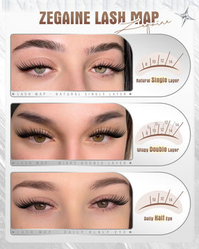 Zegaine close-up of LC-curly lash texture for natural volume