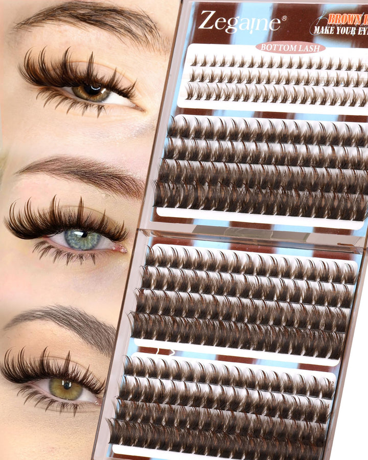 Zegaine front packaging showing brown lash clusters and total pieces for easy selection