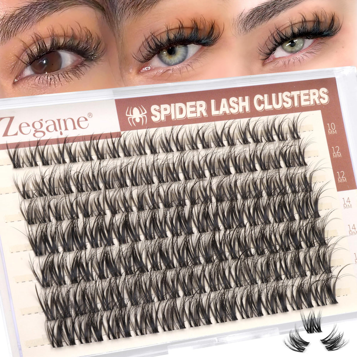 Zegaine front packaging showing cluster lashes and brand for easy identification