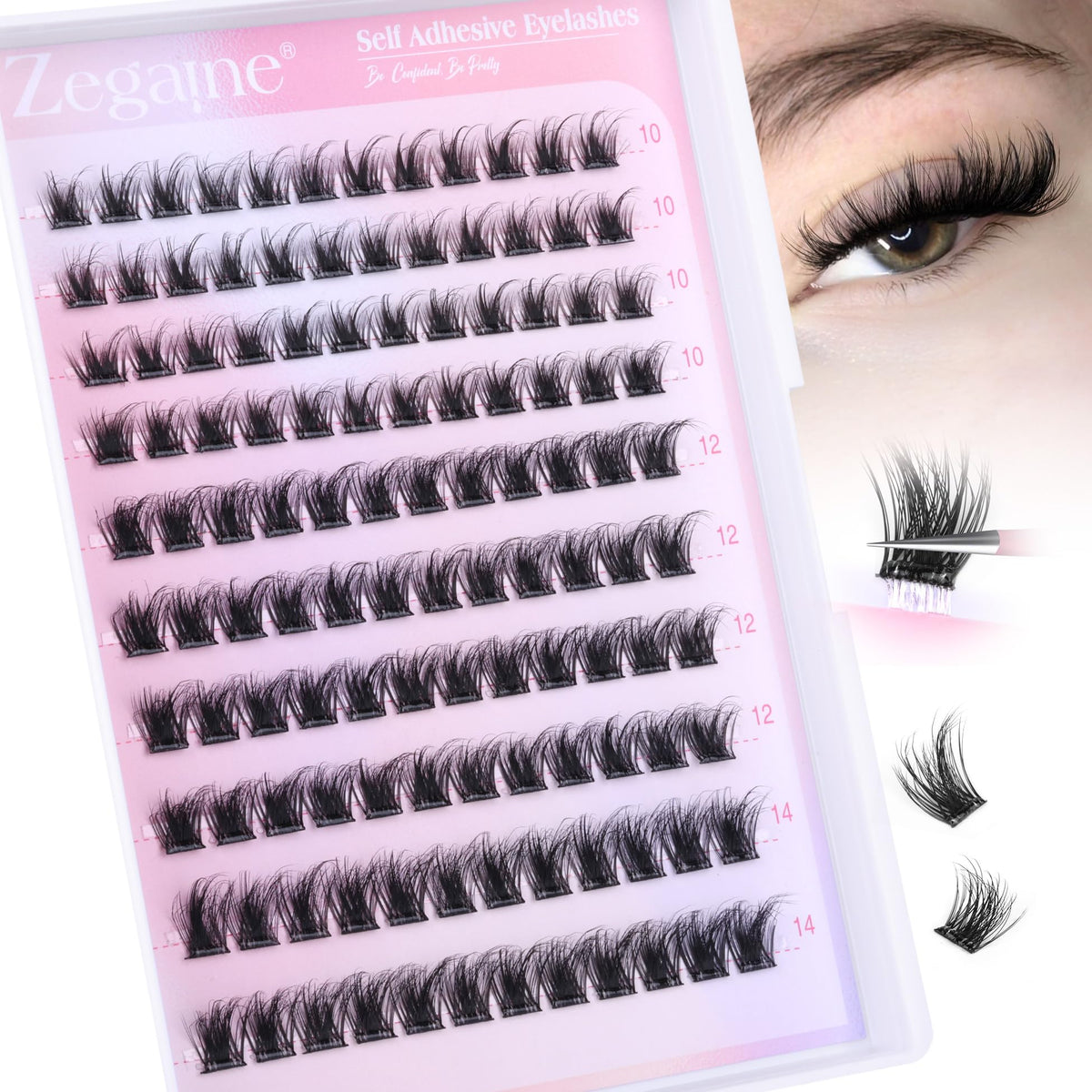 Zegaine front packaging showing discreet pre-glued lash clusters for fast application
