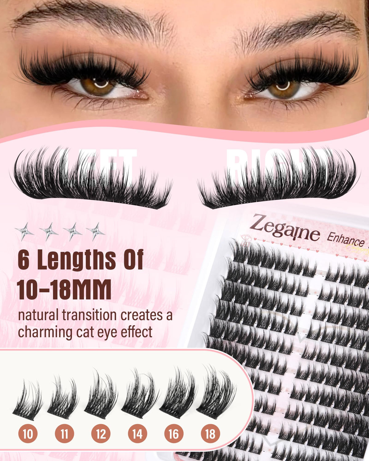 Zegaine model wearing cat eye manga lashes for dramatic look