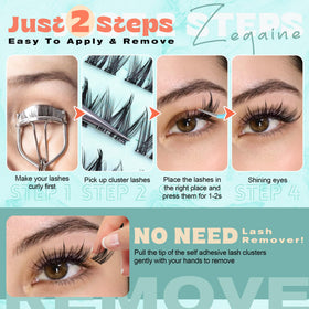 Zegaine clusters stored on original strip showing reusable care and protected adhesive