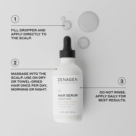 Zenagen conceptual before and after visualization of hair density benefit: fuller-looking hair appearance