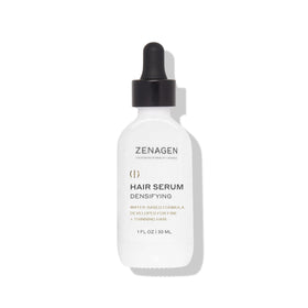 Zenagen front packaging of densifying serum shows clear label and compact bottle benefit: clear product identity